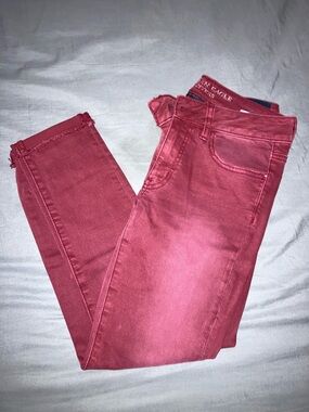 American Eagle Outfitters Women's Burgundy Ankle Skinny Jeans